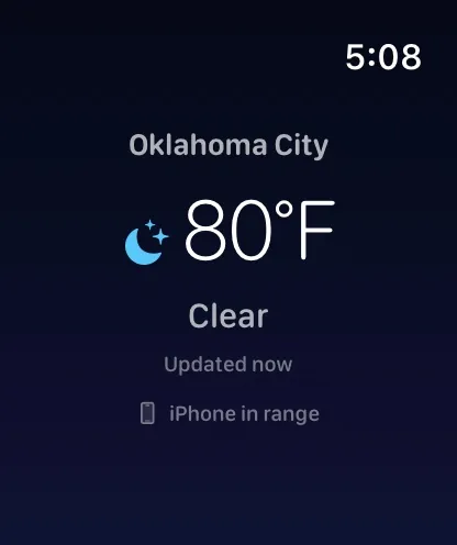 The Heavens on Apple Watch: 80 degrees and clear