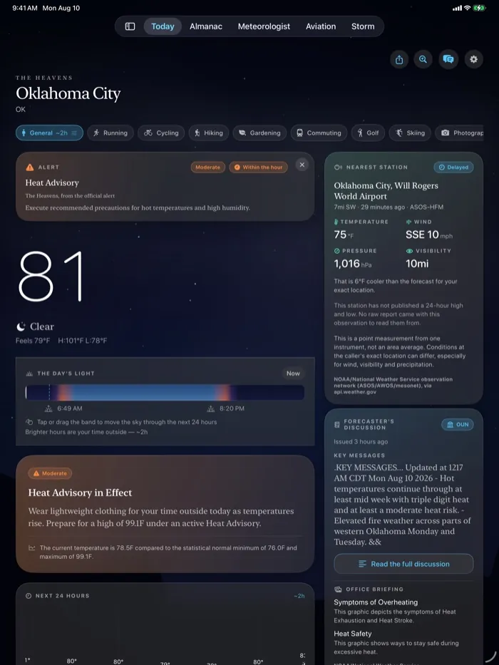 The Heavens on iPad: the radar console