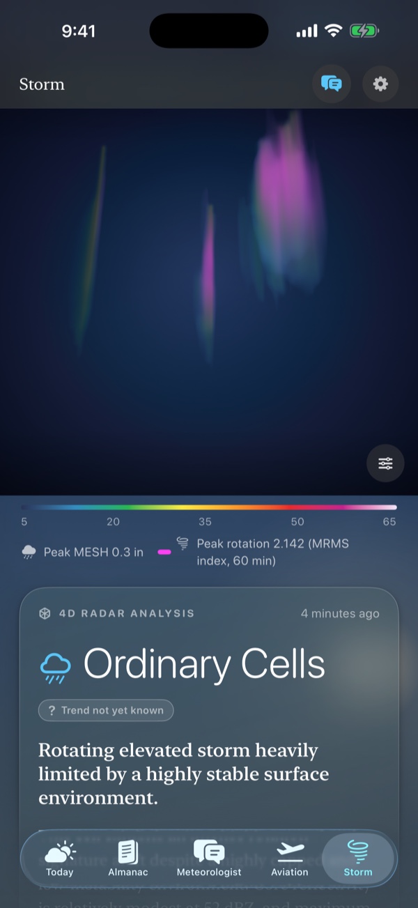 The Heavens 3D volumetric Doppler radar on iPhone.